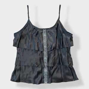 White House Black Market Silk y2k tiered Ruffled top Size XL‎